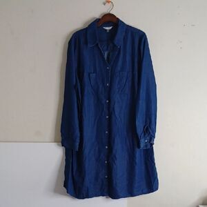 Blue Button-Up Shirt Dress